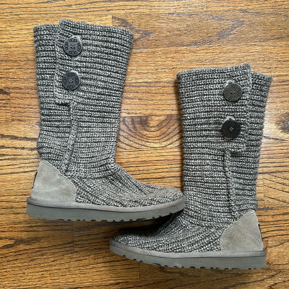 Ugg Australia Classic Cardy Knit Gray Boot Youth 3